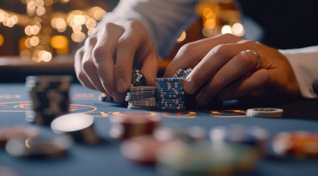 Live dealer table interface with chat panel